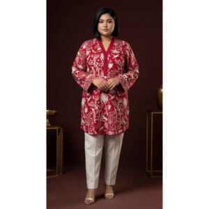 Red Botanical Toile Tunic Set